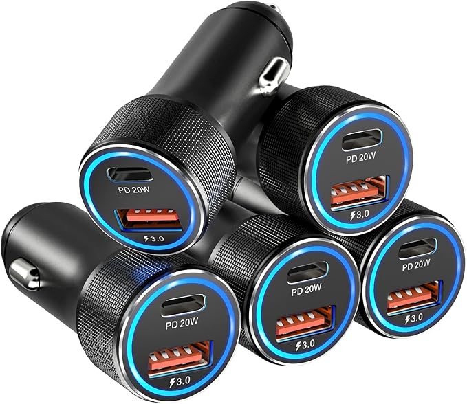 USB C Car Charger 5 Pack, 36W Dual Port PD&QC 3.0 Fast Charging 12V USB Car Charger Cigarette Lighter Adapter Plug for iPhone 15 14 13 12 11 Pro Max SE,iPad,Samsung,Pixel(Black)