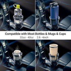 2-in-1 Car Cup Holder Expander for Phone MagSafe, Upgraded Cup Holder Phone Mount for Car with Adjustable Base, Compatible with Yeti 20/26/30 oz, Hydroflask 32/40 oz (Transparent Black)