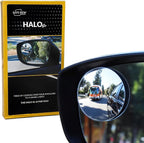 Blind Spot Mirrors for Cars - by Safe View Company - Change Lanes w Confidence - Made from Real Convex Glass - Long Lasting - Easy Peel & Stick (Halo XL)