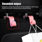 Purse Hook for Car, 4 PCS Car Purse Hook Headrest Hooks, 360° Rotatable Back Seat Storage Organizer, Universal Vehicle Seat Hanger for Purses, Handbags, Grocery Bags, Water Bottles, Pink