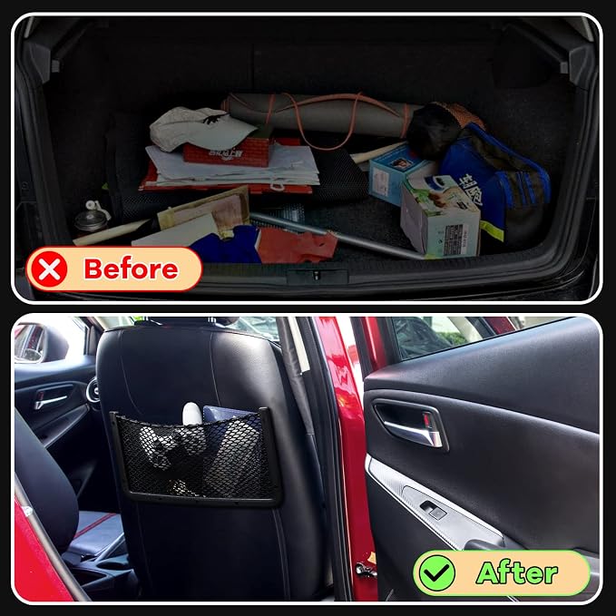 4 Pcs Boat Storage Net Bag, ABS Plastic Car Framed Mesh Net Holder, Phone & Cargo Organizer with Screws for Auto, Rv, Boat, Pontoon, Truck Pocket Storage (16 x 8 Inch)