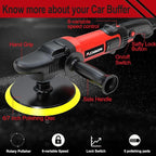 6/7 inch Buffer Polisher,Rotary Car Buffer,1600W Car Polisher Waxer Kit with 6 Variable Speed 1000-3500RPM & 4 Polishing Pads,Detachable Handle for Car Polishing and Waxing