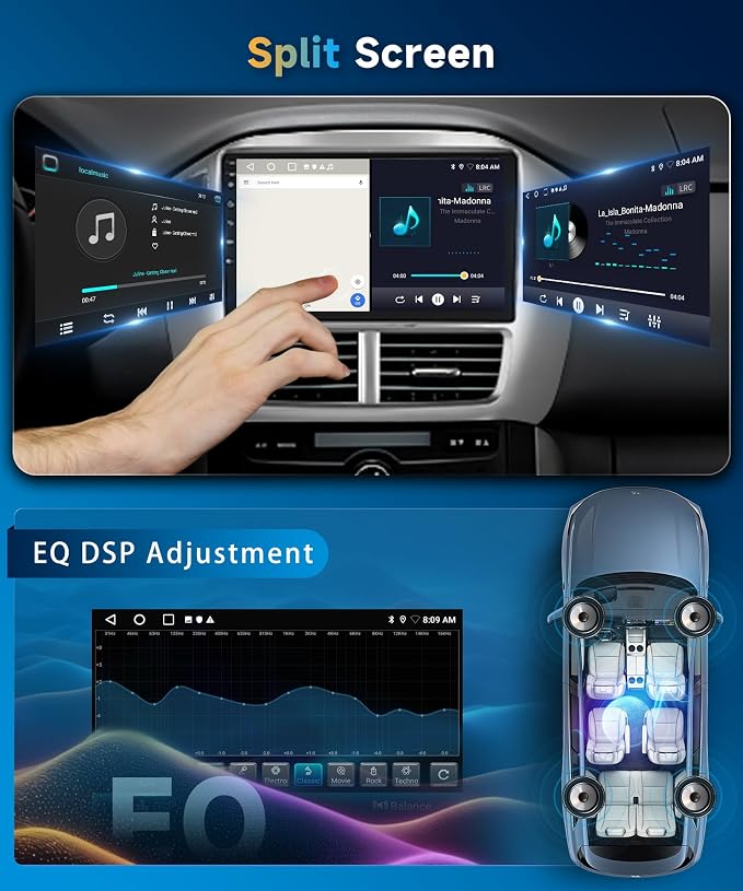 Car Stereo for Honda Pilot 2006 2007 2008 Wireless Carplay Android Auto,9" Touch Screen Radio, Android 15/GPS/5G WiFi/EQ DSP Audio/Bluetooth/SWC/Backup Camera 4Core+64G