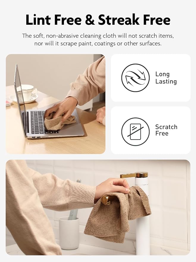 Microfiber Cleaning Cloth Roll -40 Pack, Tear Away Microfiber Towels, 12" x 12", Reusable, Washable, Scratch Free, Ultra Absorbent for All-Around Cleaning Supplies (TAN)