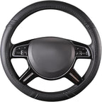 Classical Leather Automotive Universal Steering Wheel Covers,Universal Fit for Suvs,Trucks,Sedans,Cars,Vans,14.5-15inch Anti-Slip Safety Comfortable Desgin(Black)