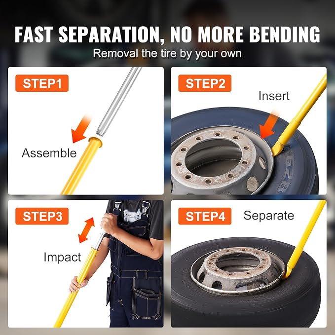 Tire Bead Breaker Slide Hammer, 46.3" Length Heavy Duty Steel Tire Bead Breaker, Portable Tire Changing Sliding Impact for Car Truck Trailer Tire Removal