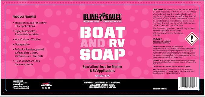 Boat & RV Soap, Highly Concentrated and Biodegradable, 1 Gallon | Concentrated biodegradable wash soap cleans boats and RVs without stripping wax; bucket or foam nozzle ready