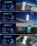 3-in-1 Wireless Car Charger Mount, 15W Fast Charging Auto-Clamping Phone Holder for iPhone 17 16 15 14, Samsung Galaxy S24 S23, Dashboard, Vent & Windshield Car Mount(Deep Blue)
