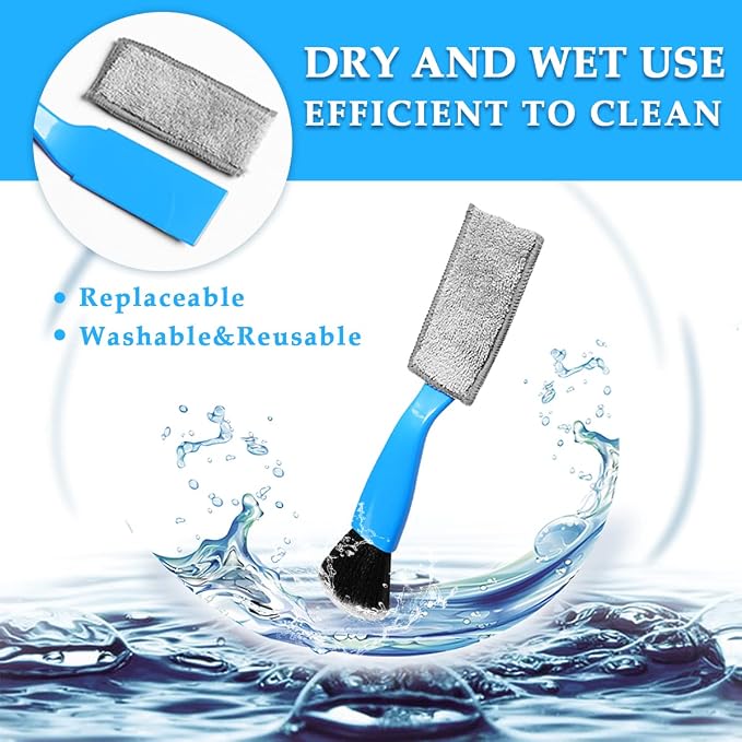 2 PCS Double Head Brush for Car Clean, Soft Auto Interior Duster Detailing Brushes, Universal Vehicle Dashboard Screen, Air Vents, Computer etc Cleaning Tool Accessories (Blue)
