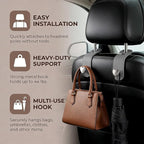 2PCS Car Seat Headrest Hook, Cute Heart Vehicle Backseat Purse Bag Hanger Organizer, Auto Seat Back Storage Holder for Groceries Coats Umbrellas, Universal for Vehicles (Gray)