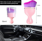 2 PCS Car Detailing Brush, Curved Soft Bristles Auto Removal Dust Collectors, Universal Vehicle Dashboard, Air Conditioner Vents etc Interior Cleaning Tool Accessory (Pink/Purple)