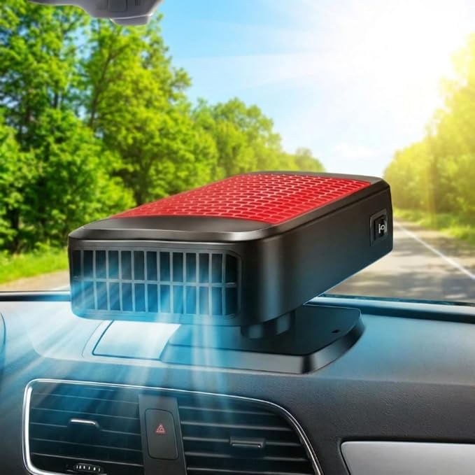 Car Fan for Vehicle, 2-in-1 Portable Car Defroster Heater & Cooling Fan, 12V Auto Heater Defogger with Hot & Cold Wind, 360° Rotatable Car Heater for Truck SUV Sedan