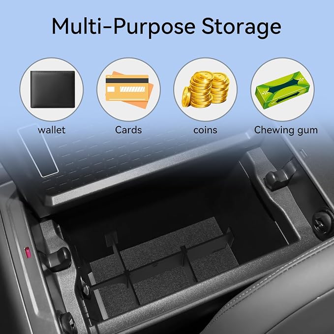Center Console Dividers for Toyota RAV4 2026 ABS Interior Accessories Armrest Box Insert Storage Dividers Black