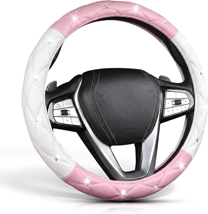 Pink Steering Wheel Cover, Auto Cute Girly Car Interior Accessories Coquette Aesthetic Decoration Stuff