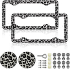 Black Gray Leopard Print License Plate Frames，Cheetah Print Car Accessories for Women and Men ，Cute Aluminum License Plate Frame Fits Standard US Vehicles Size 12.2 x 6 Inch (Gray-Leopard Print)