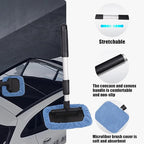 Car Glass Cleaner Wiper,Windshield Cleaning Tool, Microfiber Window Cleaner with Extendable Handle,Auto Glass Wiper Kit(Blue Square)