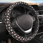 Universal 15 Inch Steering Wheel Cover, Pink & White Skull Pattern Non-Slip Neoprene Auto Car Wrap, Breathable & Durable Interior Protector for Most Vehicles, Cars, SUVs, and Trucks