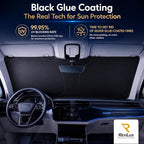 [2026 Upgrade] RevLux Car Windshield Sun Shade | Keeps Car Cool, Sun & Heat Protection | Double Thickened Ice-Core Cooling Fabric | Zero Light Leakage | Foldable Sunshade (Standard - 55"x31")