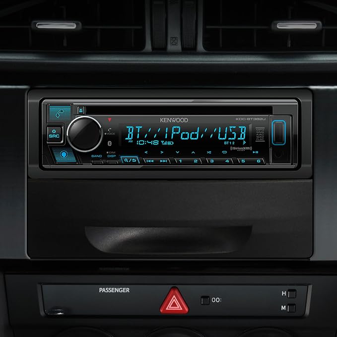 KDC-BT382U CD Car Stereo Receiver with Bluetooth, Alexa Compatible, 13 Band EQ with Digital Time Alignment, Music Mix 5 Device Pairing, Dual Phone Connection, Front USB AUX-in, AM/FM Radio