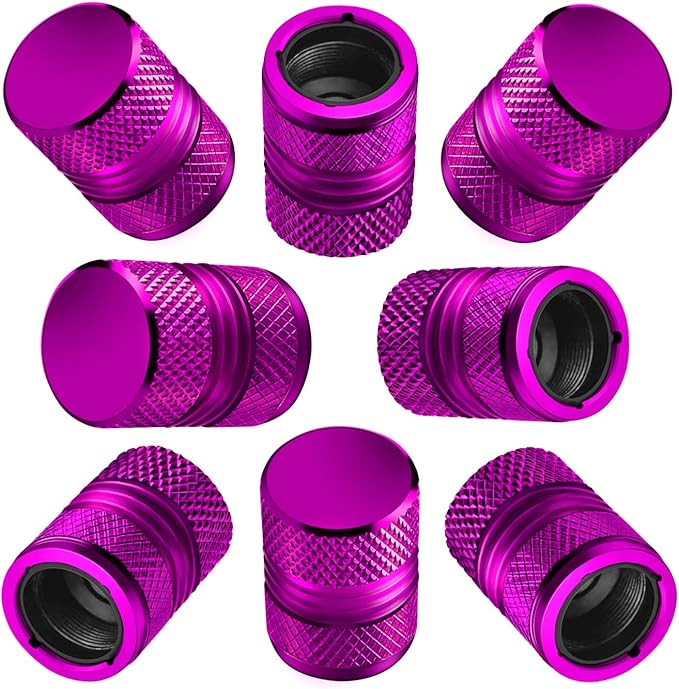 Tire Valve Stem Caps for Car Tires Air Caps Cover 8 Pack Corrosion Resistant Premium Alloy Leak-Proof Universal for SUV Truck Motorcycle Bike Purple