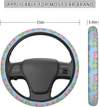 Cartoon Cute Frog with Crown Steering Wheel Covers Anti-Slip Elasticity Car Accessories Steering Wheel Protector Universal 15 Inch for Cars SUV Vehicle Truck