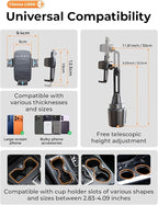 Upgraded Version Cup Holder Phone Holder 360° Adjustable Long Neck Car Phone Mount Golf Cart Phone Holder, Truck Jeep Accessories for iPhone 17 Air Pro Samsung Google and All 4-7'' Phone
