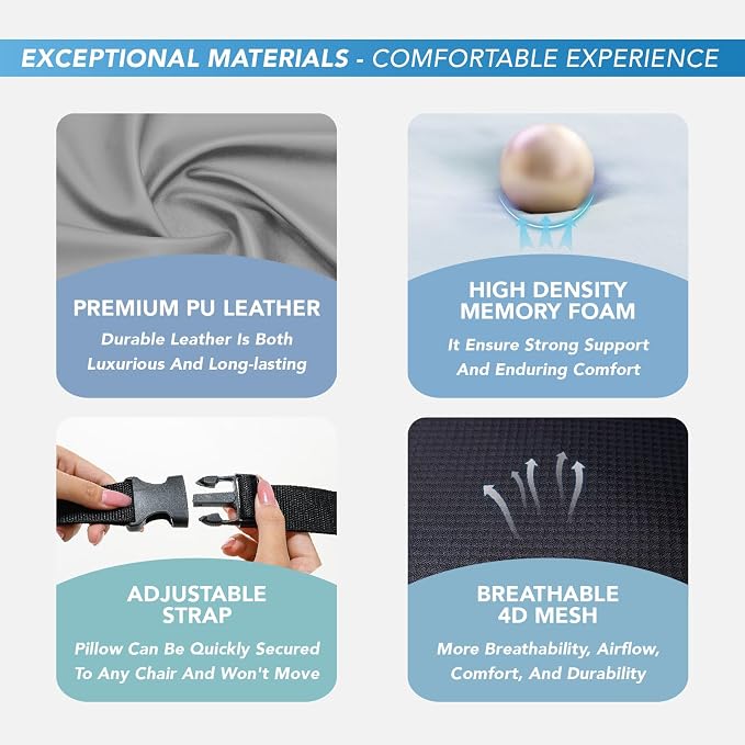 Lumbar Support Pillow for Car, Car Seat Back Support for Driving | Memory Foam Car Lumbar Support for Driving Seat, Car Back Cushion, Adjustable Straps, Lower Back Pillow, Office Chairs, Gray