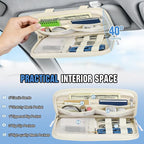Car Sun Visor Organizer, Tactical Car Accessories with Zipper Storage Pouch, Glasses Clip Card Sleeve Pocket, Multi-Pocket Visor Organizer Fits Most Cars, SUVs, Trucks