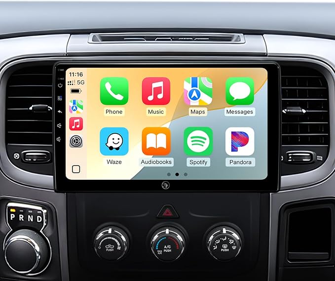 Car Radio Stereo for Dodge Ram 1500 2500 3500 13-18, CarPlay Android Auto | 10.2-inch HD touchscreen, 64G storage, 5G WiFi GPS, wireless phone link, Bluetooth FM AM SWC, plug-and-play, HD backup camera
