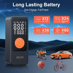 Tire Inflator Portable Air Compressor, 4X Faster Inflation Air Pump with Digital Pressure Gauge, 150PSI Cordless Tire Inflator with LED Light for Car, Electric Bikes, Motorcycle, Bike, Ball