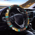 Aztec Sunflower Cow Print Blue 15 Inches Car Steering Wheel Covers Universal Auto Accessories Car Interior Decoration for Women Men