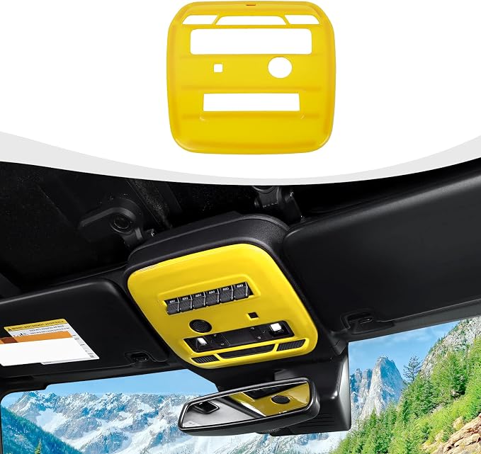 for Bronco Front Reading Light Panel Trim Cover Compatible with 2021-2025 Ford Bronco Interior Accessories 2-Door 4-Door, Yellow (with AUX Switches)