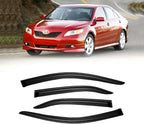 Window Visors for 2007-2011 Toyota Camry, Rain Guards Shields Vent Deflector Shade Dark Smoke 07 2008 2009 2010 11, Tape-On, Smoke 4PCS
