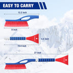 27" Snow Brush and Ice Scraper for Car Windshield, Car Snow Brush and Ice Scraper with Foam Grip, 2-in-1 Detachable Snow Removal Tool, Storage Bag Included, 2 PC