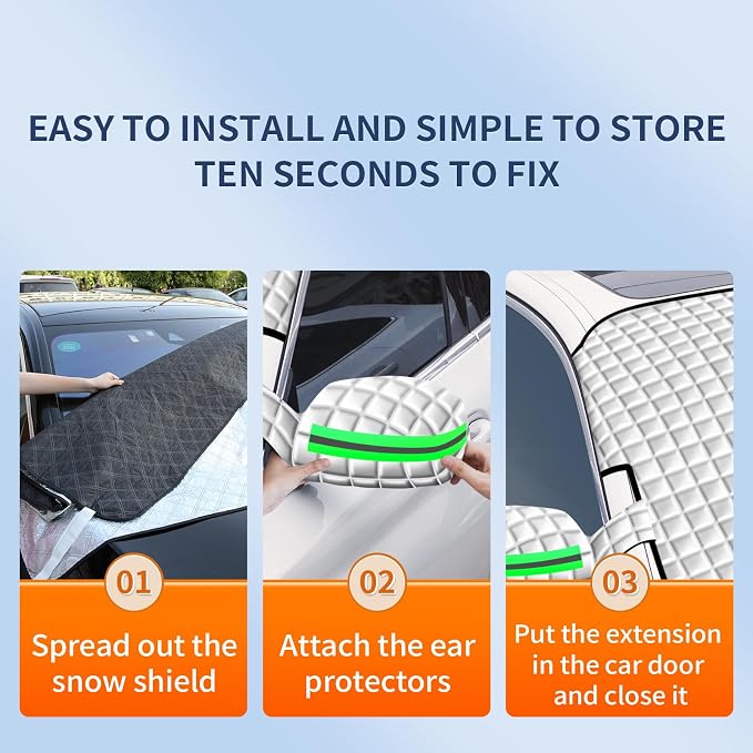 Winter Windshield Covers for Ice and Snow&Winter Car Essentials, Car Anti-Snow Cover, Snow Windshield Cover Automotive Exterior Accessories，Free Car Snow Shovel, Towel, and Gloves.