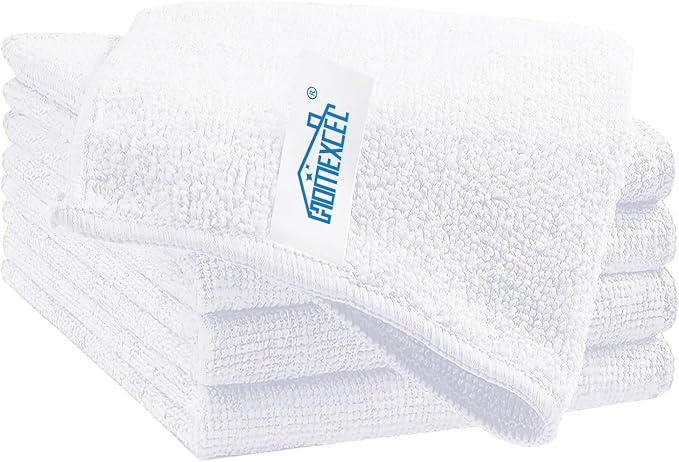 White Cleaning Rags 5 Pack, Highly Absorbent Microfiber Cleaning Cloth for Kitchen, Lint Free, Scratch-Free, Reusable Microfiber Towels for House, Window and Glass, Cars, 11.5 X11.5 inch