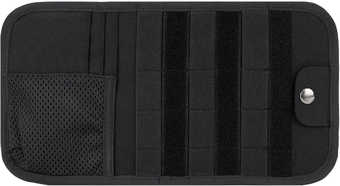 Tactical Visor Organizer MOLLE Panel with Zipper Storage Pouch & Sunglasses Holder Car Essentials EDC Gear Tool Pack Vehicle Accessories for Truck Pickup Van SUV ORV (Sun Visor Organizer)