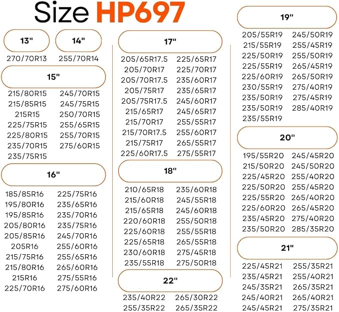 for Passenger Vehicles HP697, Snow Socks for Tires, Pack of 2