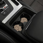 Leopard Cheetah Print Steering Wheel Cover 15 Inch + 2pc car Coasters | Universal Anti-Slip Breathable Animal Print Matching Set for Men Women