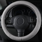 Car Steering Wheel Cover,14.5-15 Inch Gray Faux Suede Universal Memory Foam Auto Steering Wheel Covers Breathable Anti-Slip Odorless Steering Wheels Accessories for Men Women