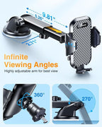 Car Phone Holder 2026 Ultimate Military-Grade Strongest Suction & Clip Windshield Dashboard【Newest Best Strongest】Cell Phone Shower & Wall Mounts for iPhone 17 Pro Max 16 15 14 13 Android