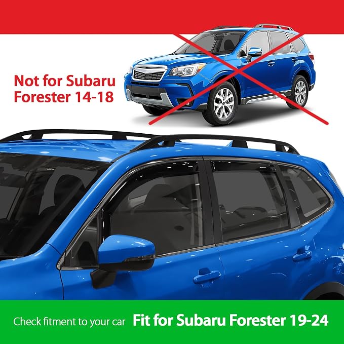 Goodyear Shatterproof in-Channel Window Deflectors for Subaru Forester 2019-2024, Rain Guards, Window Visors for Cars, Vent Deflector, Car Accessories, 4 pcs - GY008422