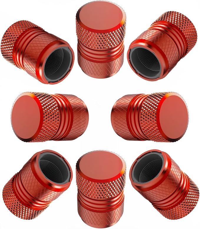 Tire Valve Stem Caps for Car Tires Air Caps Cover 8 Pack Corrosion Resistant Premium Alloy Leak-Proof Universal for SUV Truck Motorcycle Bike Red