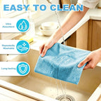 55 Pack Microfiber Cleaning Cloth Roll, Tear Away Reusable Paper Towels, 11" X 9", Ultra Absorbent & Lint Free Microfiber Cloth for Cleaning Cars, Kitchen, Window, Home and Shop, Blue