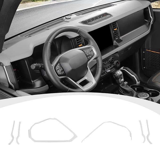 Center Console Dash Grab Handle Cover Trim Compatible with 2021-2024 Ford Bronco Interior Accessories, White (Not for Bronco Sport)