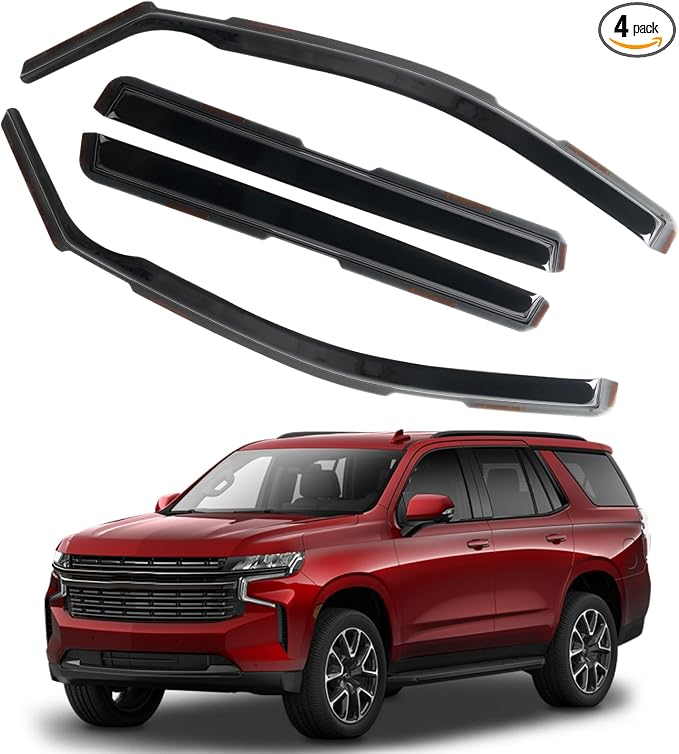 in Channel Rain Guards Fit for Chevrolet Chevy Suburban 2021-2026 | Durable Window Deflectors, Clip on Vent Visors, Improved Ventilation and Air Flow, 4 pcs