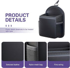 Car Air Vent Storage Organizer Bag, Leather Auto Dashboard Storage Bag, Multifunctional Car Air Conditioner Vent Caddy, Universal for Most Cars, SUVs & Trucks (Black)