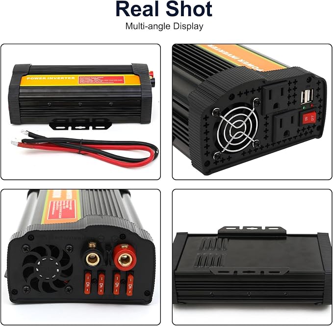 3000W Power Inverter 12v Inverter to 110V DC to AC Converter, 2 x AC Outlets and 2 x 2A USB Car Adapter Power inverters for Vehicles Camping Outdoor Yacht RV