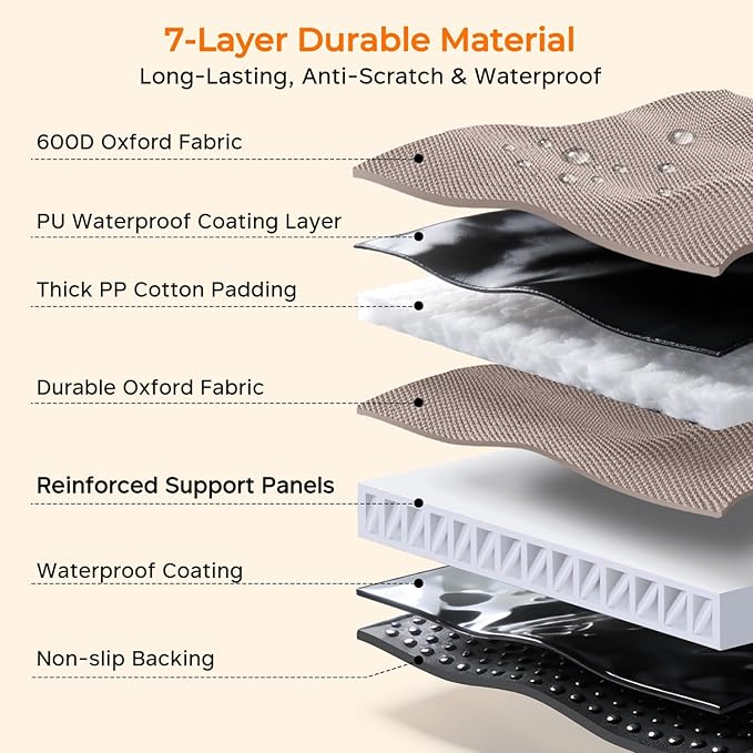 XL Dog Backseat Extender for Full-Size Crew Cab Truck, Hard Bottom Dog Car Seat Cover for Back Seat Holds 400lbs, Waterproof Dog Hammock Pet Rear Seat Protector Travel Bed for F150 / Silverado