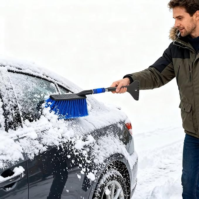 Car Snow Brush and Ice Scrapers with Foam Grip Snow Scraper Non Extendable Snow Removal Tool for Cars Trucks Windshield Window